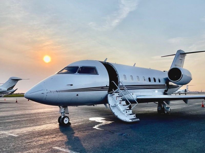 Private Jet with Sunset